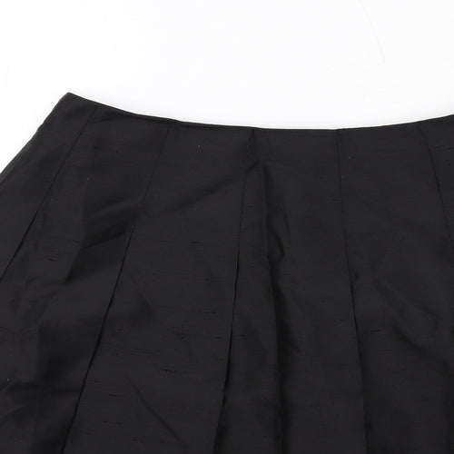 Banana Republic Womens Black Silk Pleated Skirt Size S Zip