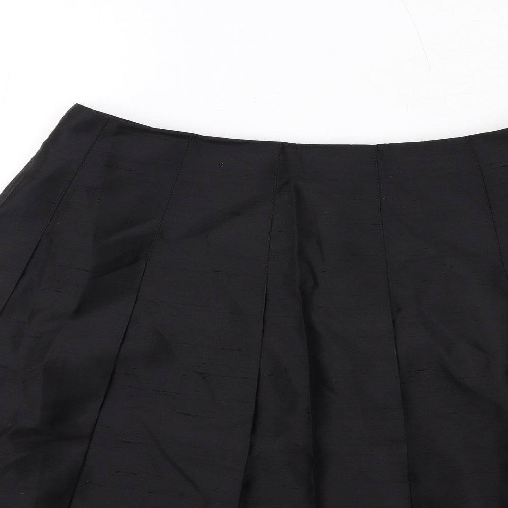 Banana Republic Womens Black Silk Pleated Skirt Size S Zip