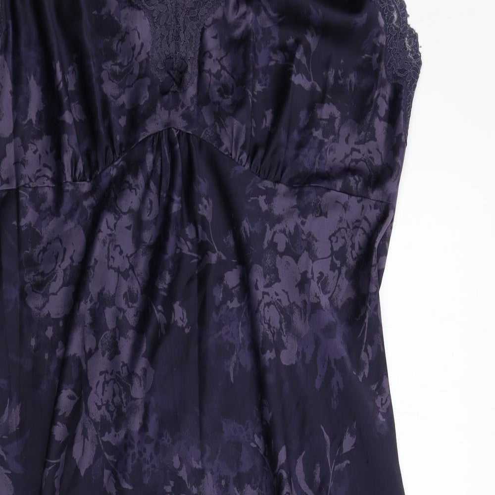 Marks and Spencer Womens Blue Geometric Polyester A-Line Size 16 V-Neck Pullover