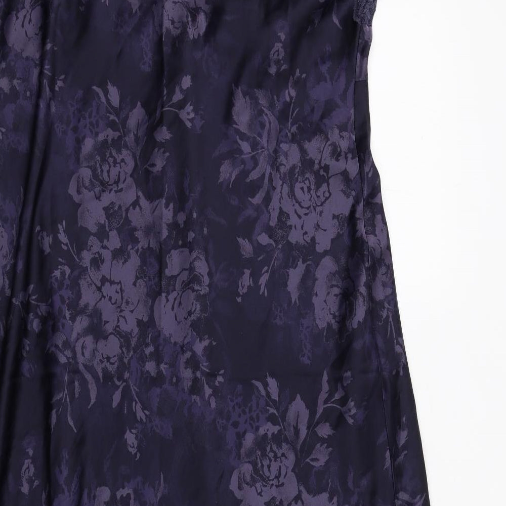 Marks and Spencer Womens Blue Geometric Polyester A-Line Size 16 V-Neck Pullover