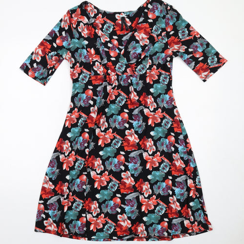 Pistachio Womens Multicoloured Floral Polyester A-Line Size M V-Neck Pullover