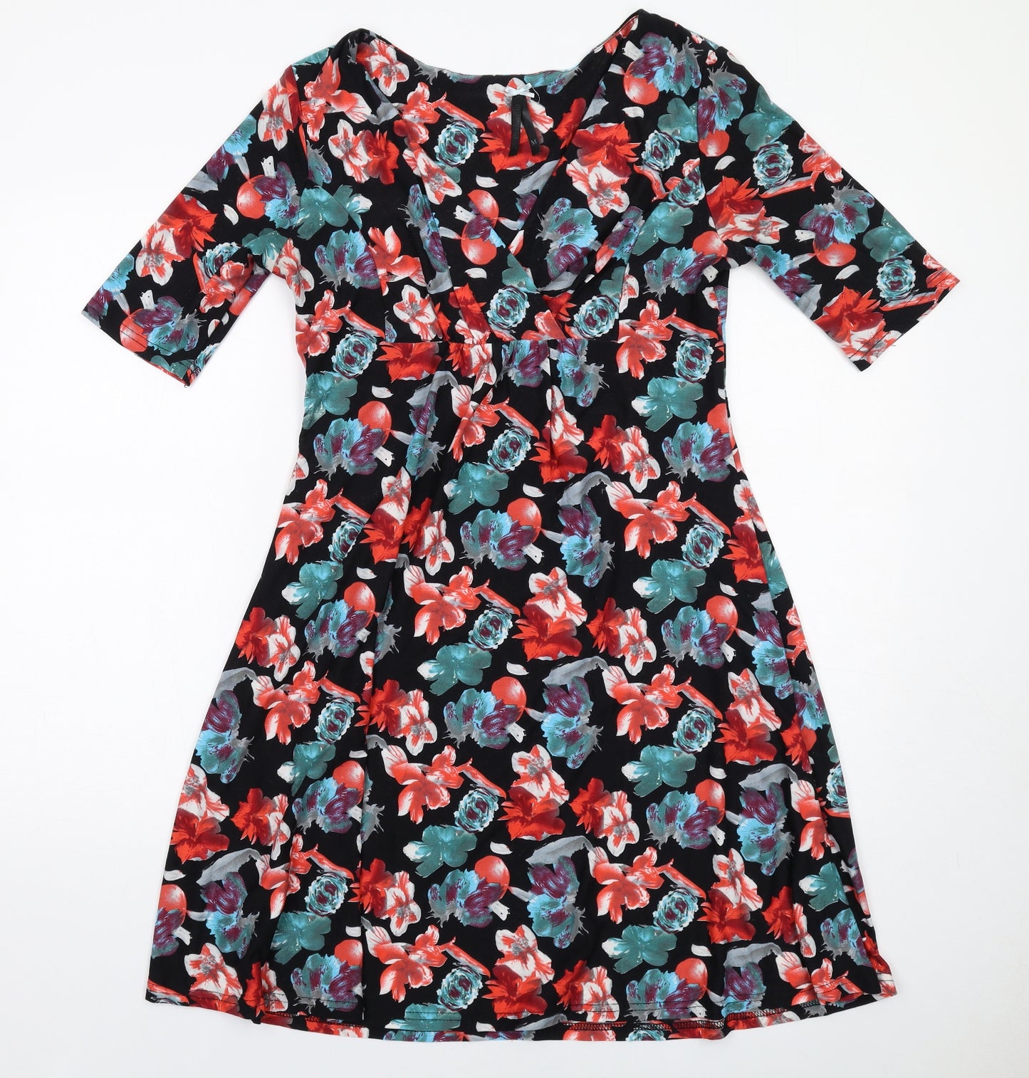 Pistachio Womens Multicoloured Floral Polyester A-Line Size M V-Neck Pullover