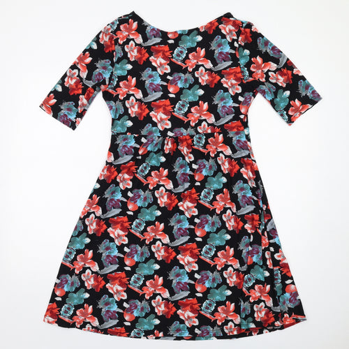 Pistachio Womens Multicoloured Floral Polyester A-Line Size M V-Neck Pullover