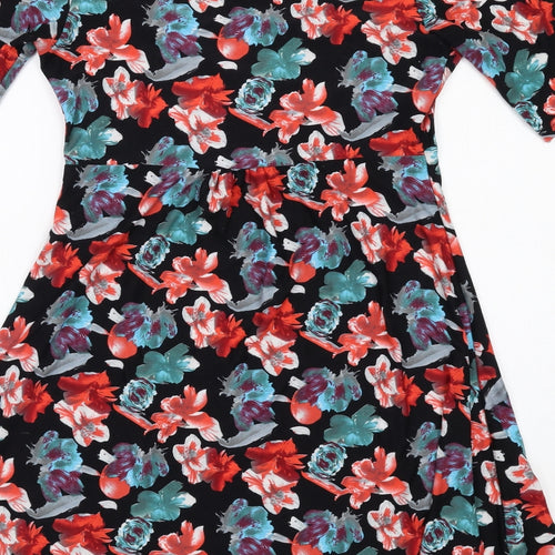 Pistachio Womens Multicoloured Floral Polyester A-Line Size M V-Neck Pullover