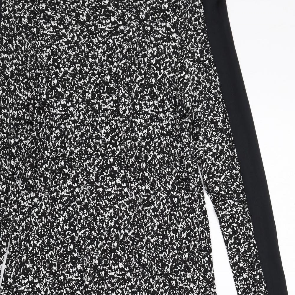 Marks and Spencer Womens Black Geometric Polyester A-Line Size 12 Round Neck Pullover