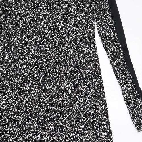 Marks and Spencer Womens Black Geometric Polyester A-Line Size 12 Round Neck Pullover