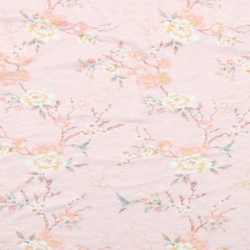 Bonmarché Womens Pink Floral Polyester Basic Blouse Size 16 Round Neck