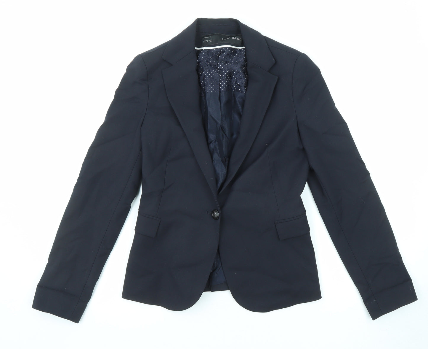 Zara Womens Blue Cotton Jacket Blazer Size M