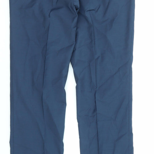 River Island Mens Blue Polyester Dress Pants Trousers Size 28 in L32 in Regular Zip
