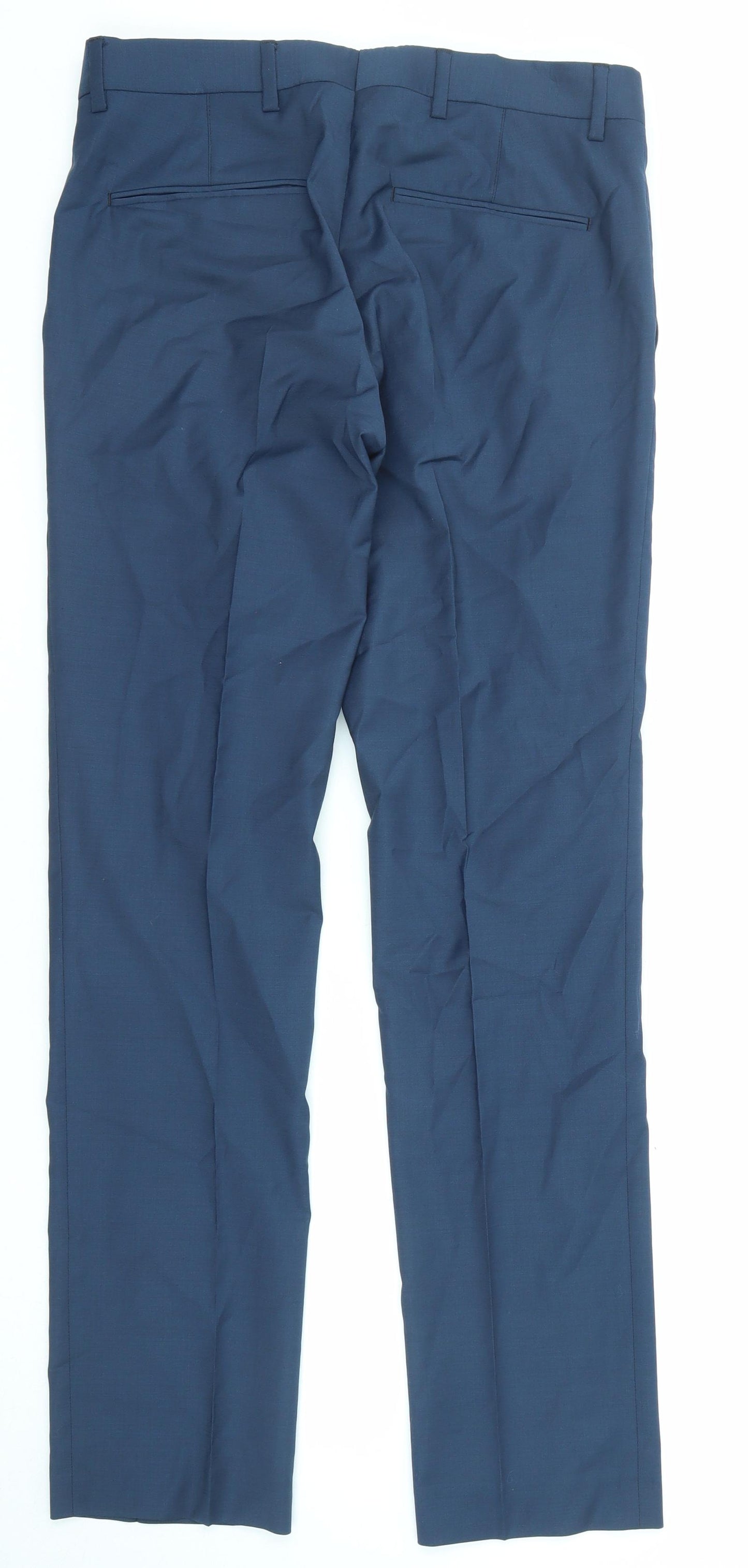 River Island Mens Blue Polyester Dress Pants Trousers Size 28 in L32 in Regular Zip