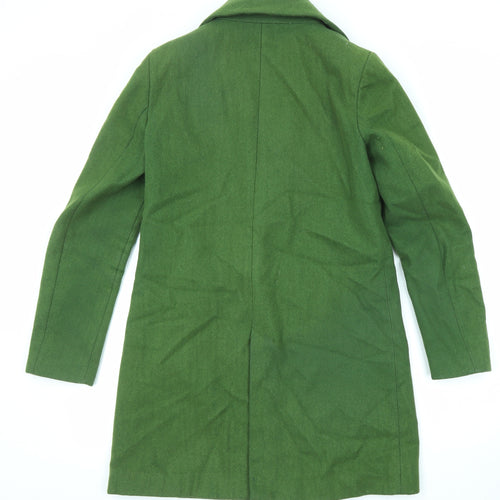 Zara Womens Green Overcoat Coat Size M Button