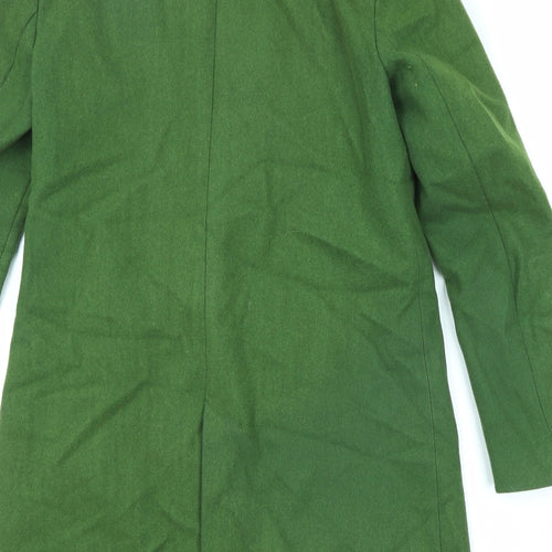 Zara Womens Green Overcoat Coat Size M Button
