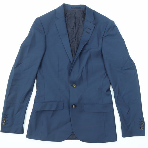 River Island Mens Blue Polyester Jacket Suit Jacket Size 36 Regular