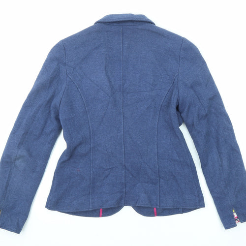 Joules Womens Blue Geometric Jacket Blazer Size 12 Button