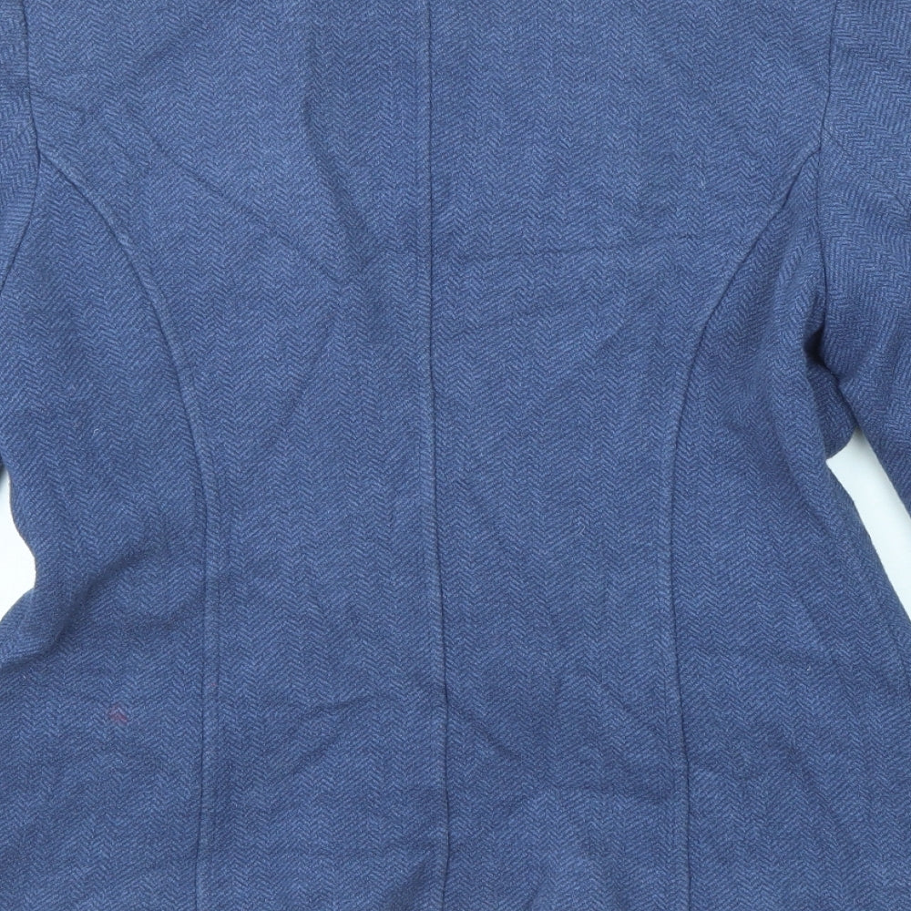 Joules Womens Blue Geometric Jacket Blazer Size 12 Button