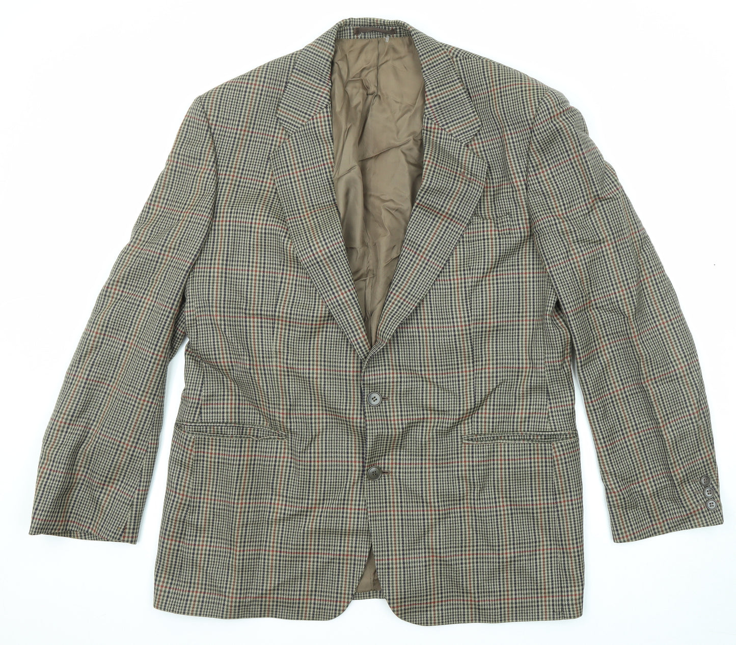 St Michael Mens Multicoloured Plaid Wool Jacket Blazer Size 42 Regular
