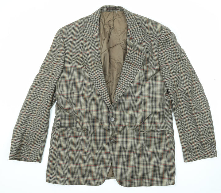 St Michael Mens Multicoloured Plaid Wool Jacket Blazer Size 42 Regular
