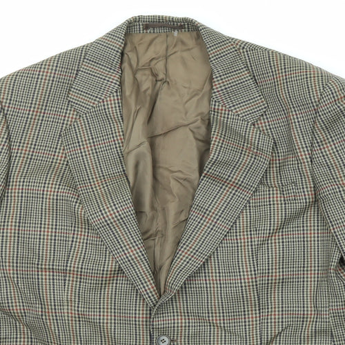 St Michael Mens Multicoloured Plaid Wool Jacket Blazer Size 42 Regular