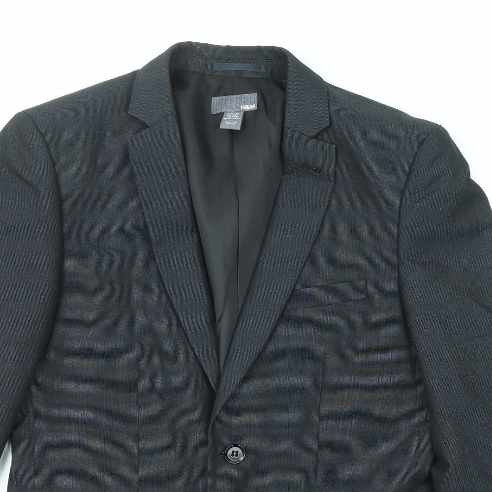 H&M Mens Black Polyester Jacket Suit Jacket Size 44 Regular