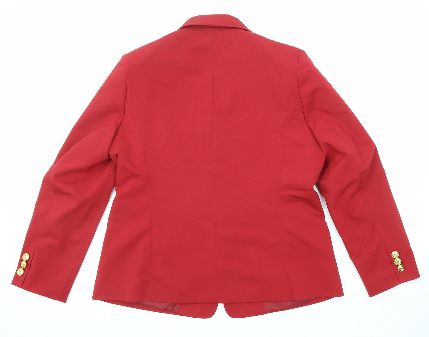 Classic Womens Red Polyester Jacket Suit Jacket Size 14