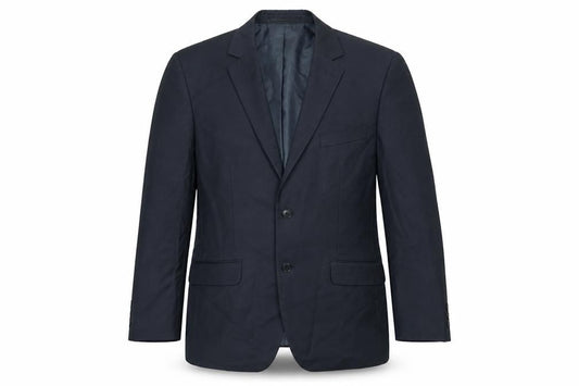Front view of French Connection men’s blue wool jacket suit jacket, size 40, regular