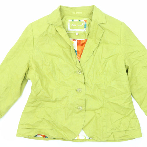 Per Una Womens Green Jacket Blazer Size 18 Button