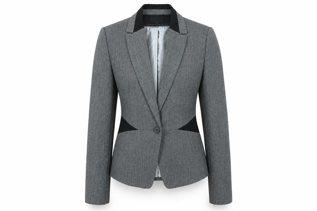 Front view of Debenhams women’s grey polyester jacket blazer, size UK 12