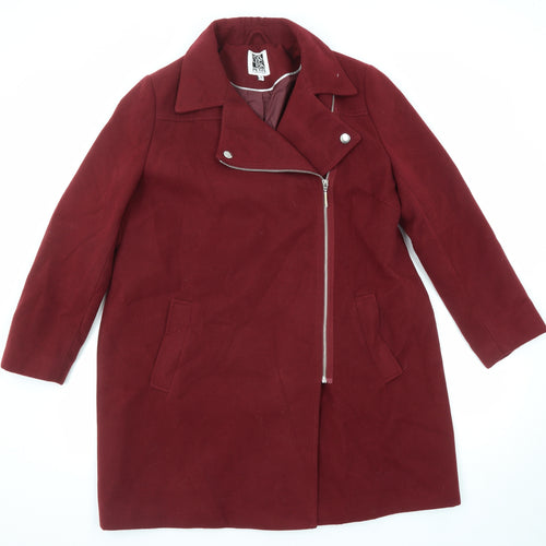 Debenhams Womens Red Overcoat Coat Size 16 Zip