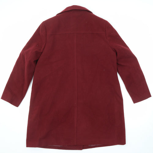 Debenhams Womens Red Overcoat Coat Size 16 Zip