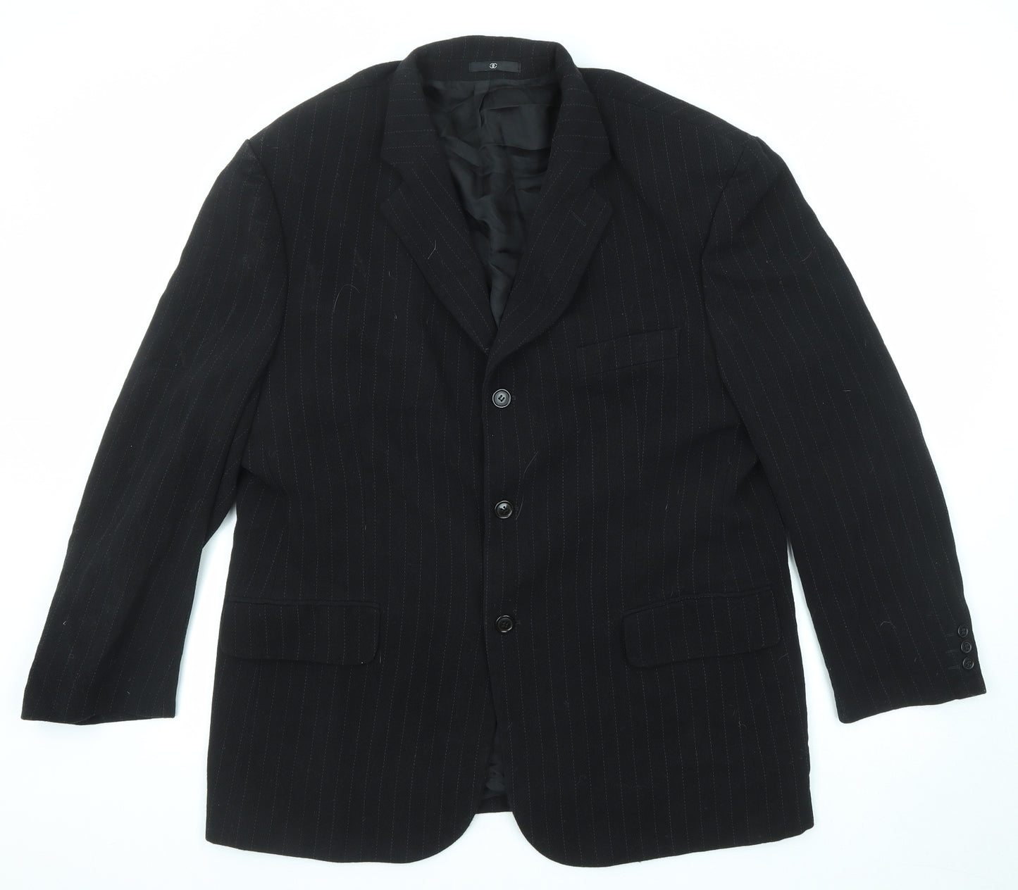 Ciro Citterio Mens Black Striped Wool Jacket Suit Jacket Size 46 Regular