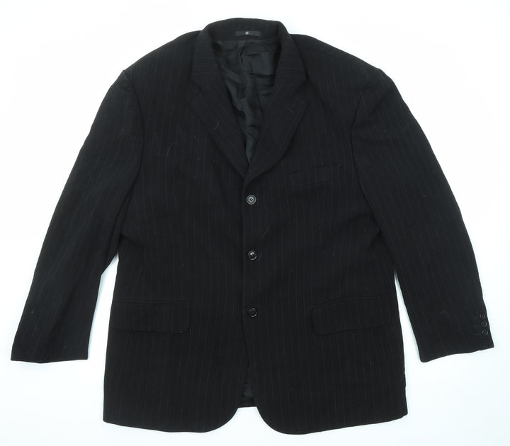 Ciro Citterio Mens Black Striped Wool Jacket Suit Jacket Size 46 Regular