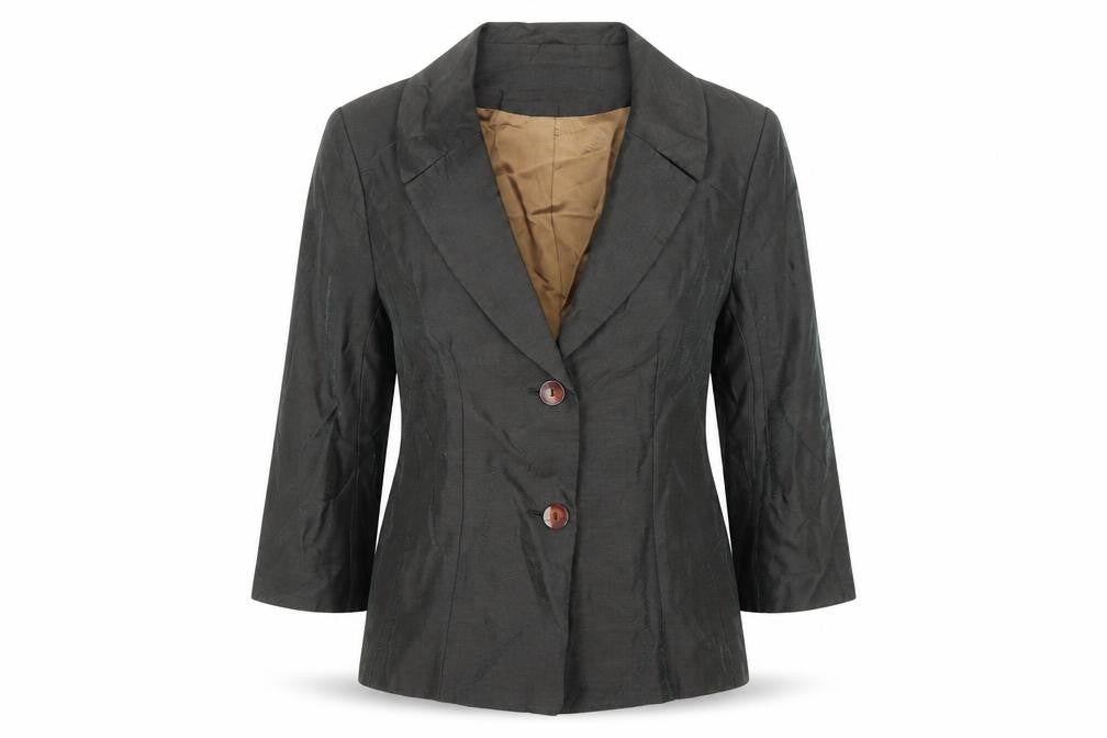 Front view of Country Casuals women’s brown jacket blazer, size UK 10, button