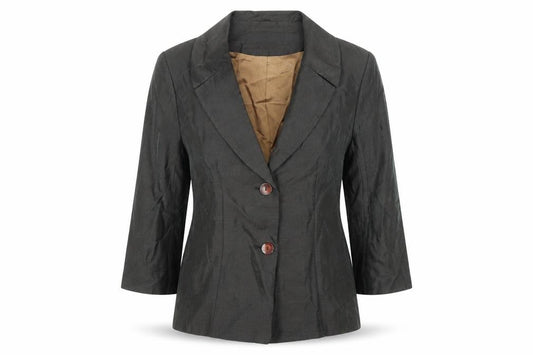 Front view of Country Casuals women’s brown jacket blazer, size UK 10, button