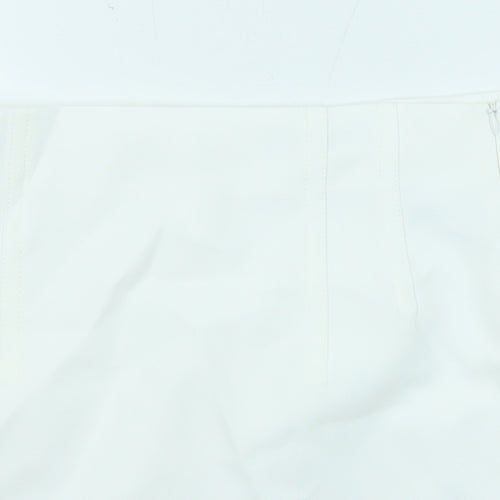Zara Womens White Polyester A-Line Skirt Size S Zip