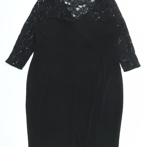 Planet Womens Black Polyester Shift Size 18 Round Neck Pullover - Lace Details