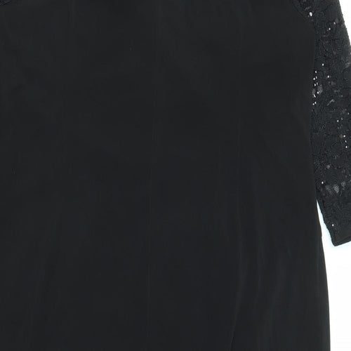 Planet Womens Black Polyester Shift Size 18 Round Neck Pullover - Lace Details