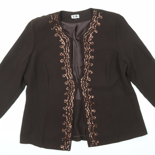 ID Collection Womens Brown Jacket Blazer Size 16