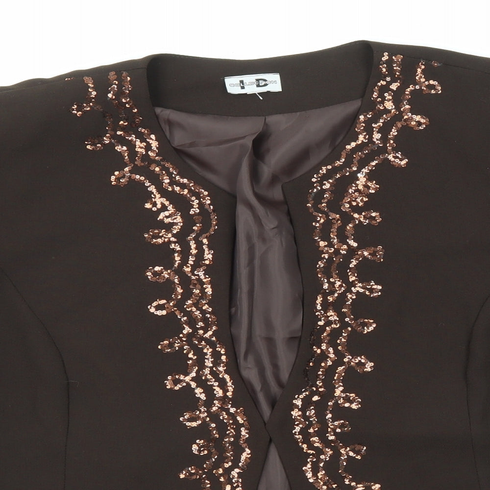 ID Collection Womens Brown Jacket Blazer Size 16