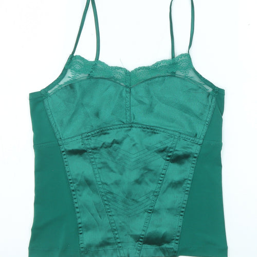 NEXT Womens Green Polyester Camisole Tank Size 8 V-Neck - Lace Trim