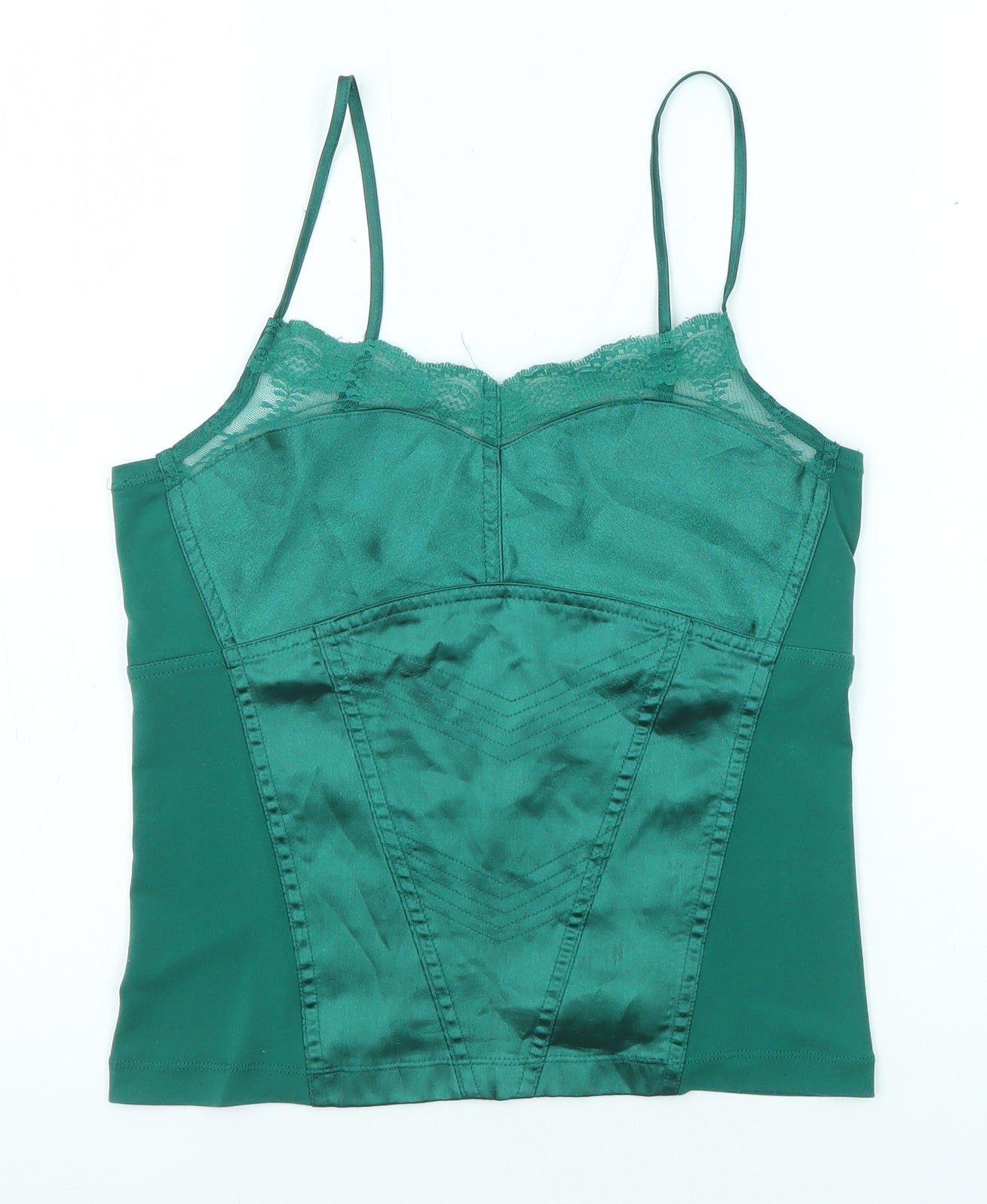 NEXT Womens Green Polyester Camisole Tank Size 8 V-Neck - Lace Trim