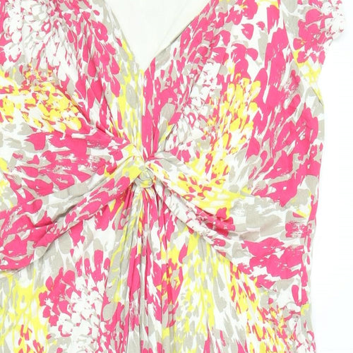 John Lewis Womens Multicoloured Geometric Polyester A-Line Size 14 V-Neck Pullover
