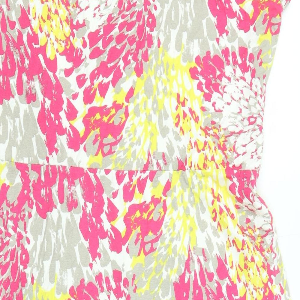 John Lewis Womens Multicoloured Geometric Polyester A-Line Size 14 V-Neck Pullover