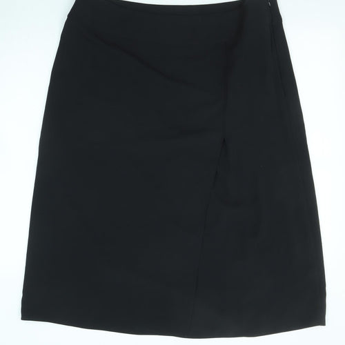Marks and Spencer Womens Black Polyester A-Line Skirt Size 18 Zip