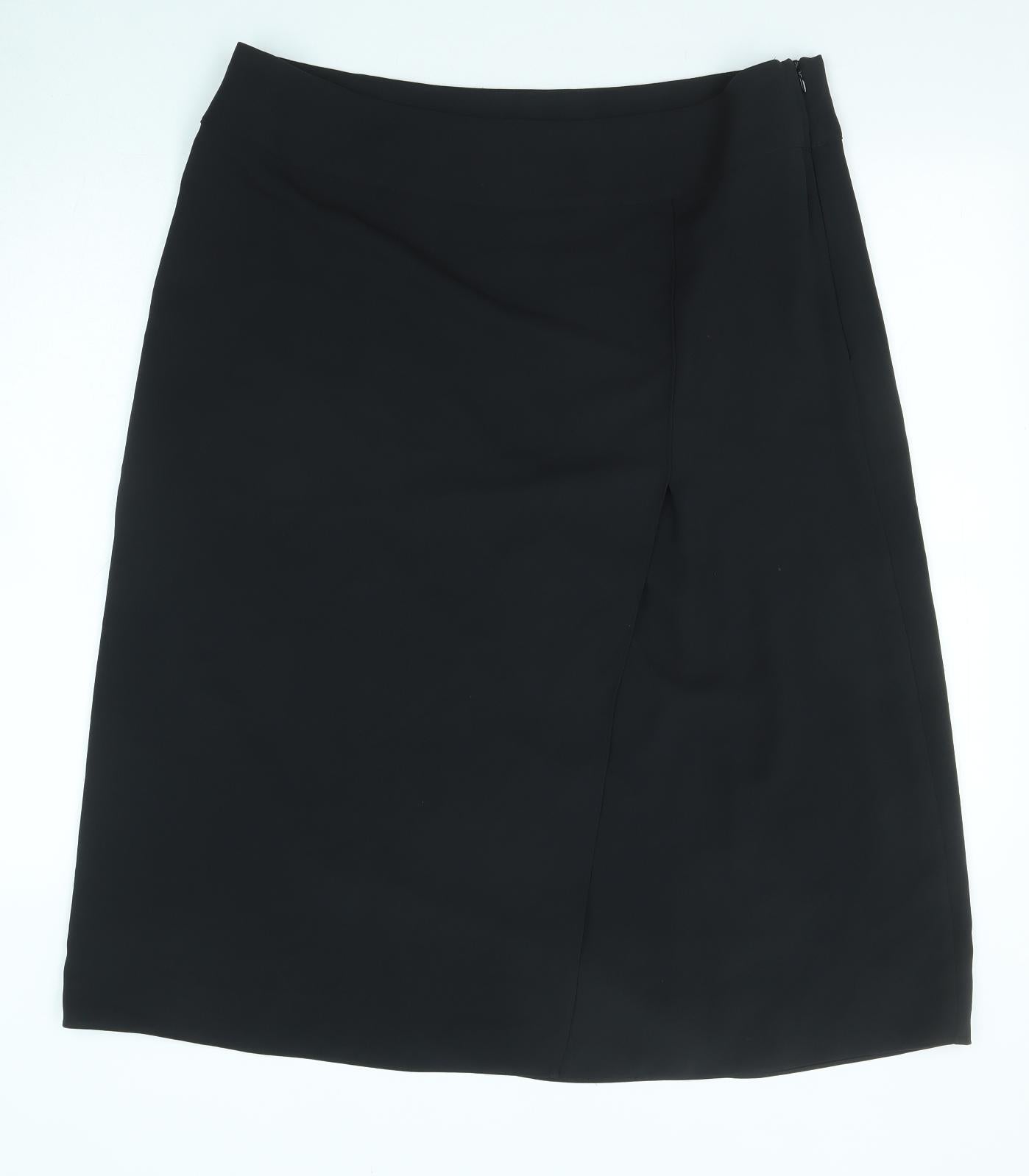 Marks and Spencer Womens Black Polyester A-Line Skirt Size 18 Zip