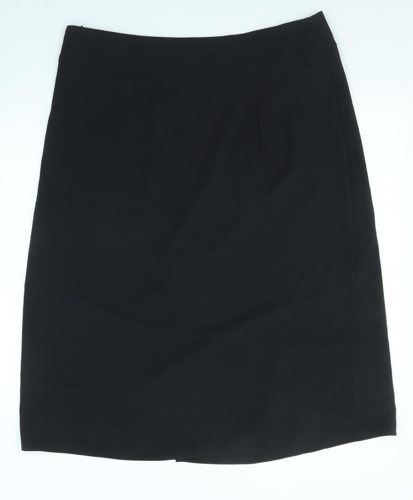 Marks and Spencer Womens Black Polyester A-Line Skirt Size 18 Zip