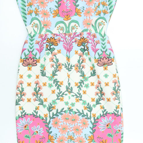 ASOS Womens Multicoloured Floral Polyester Shift Size 8 Collared Button