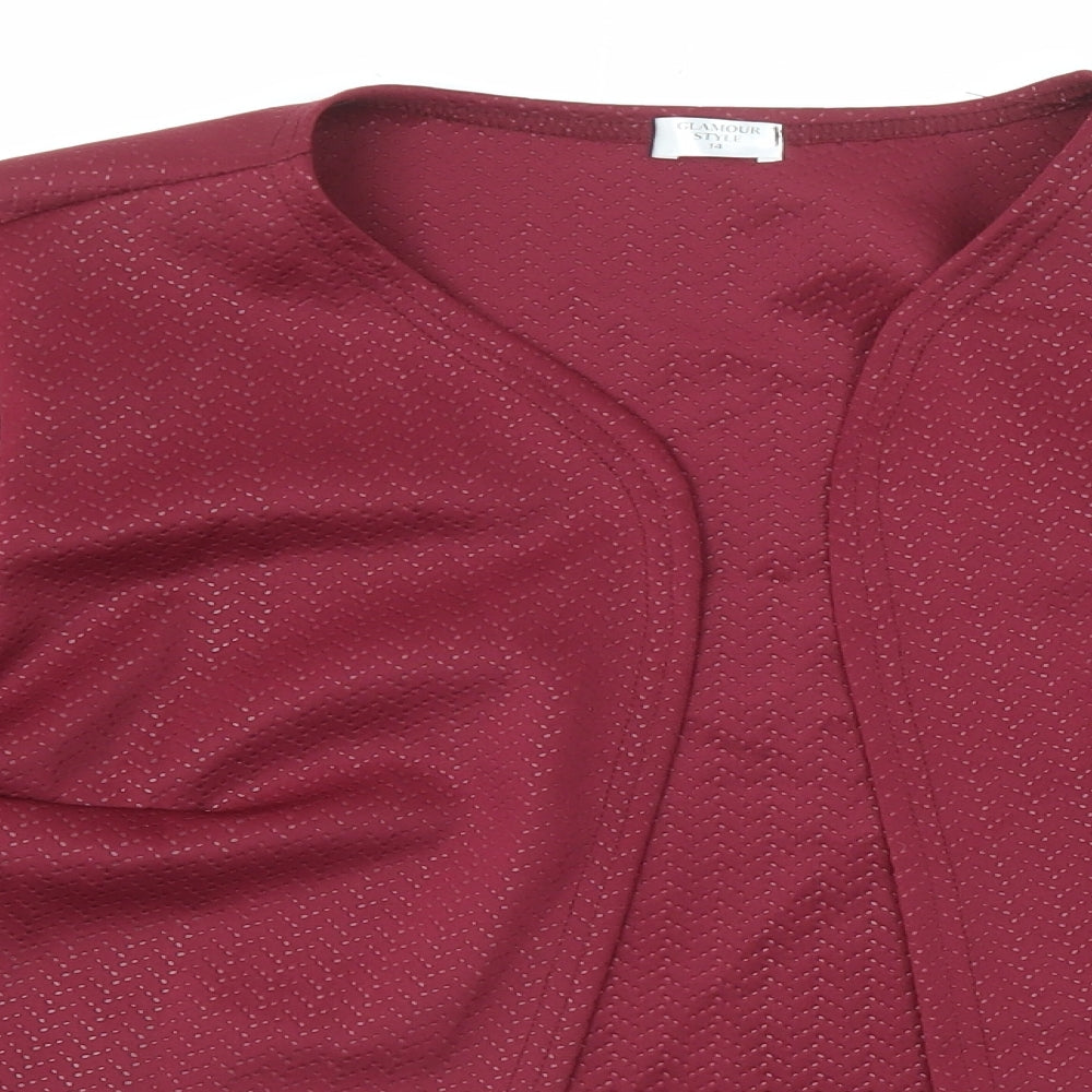 Glamour Style Womens Purple Geometric Jacket Blazer Size 14