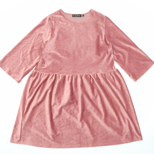 In the Style Womens Pink Polyester A-Line Size 10 Round Neck Pullover
