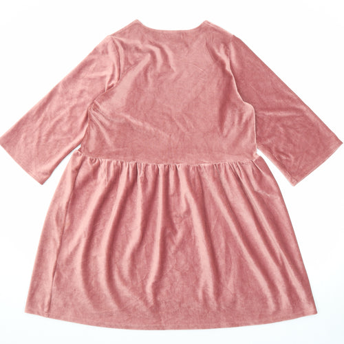 In the Style Womens Pink Polyester A-Line Size 10 Round Neck Pullover
