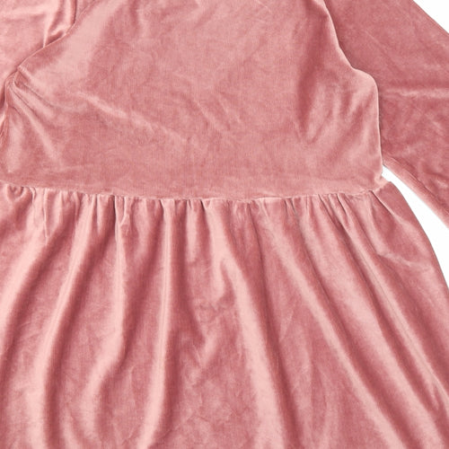 In the Style Womens Pink Polyester A-Line Size 10 Round Neck Pullover